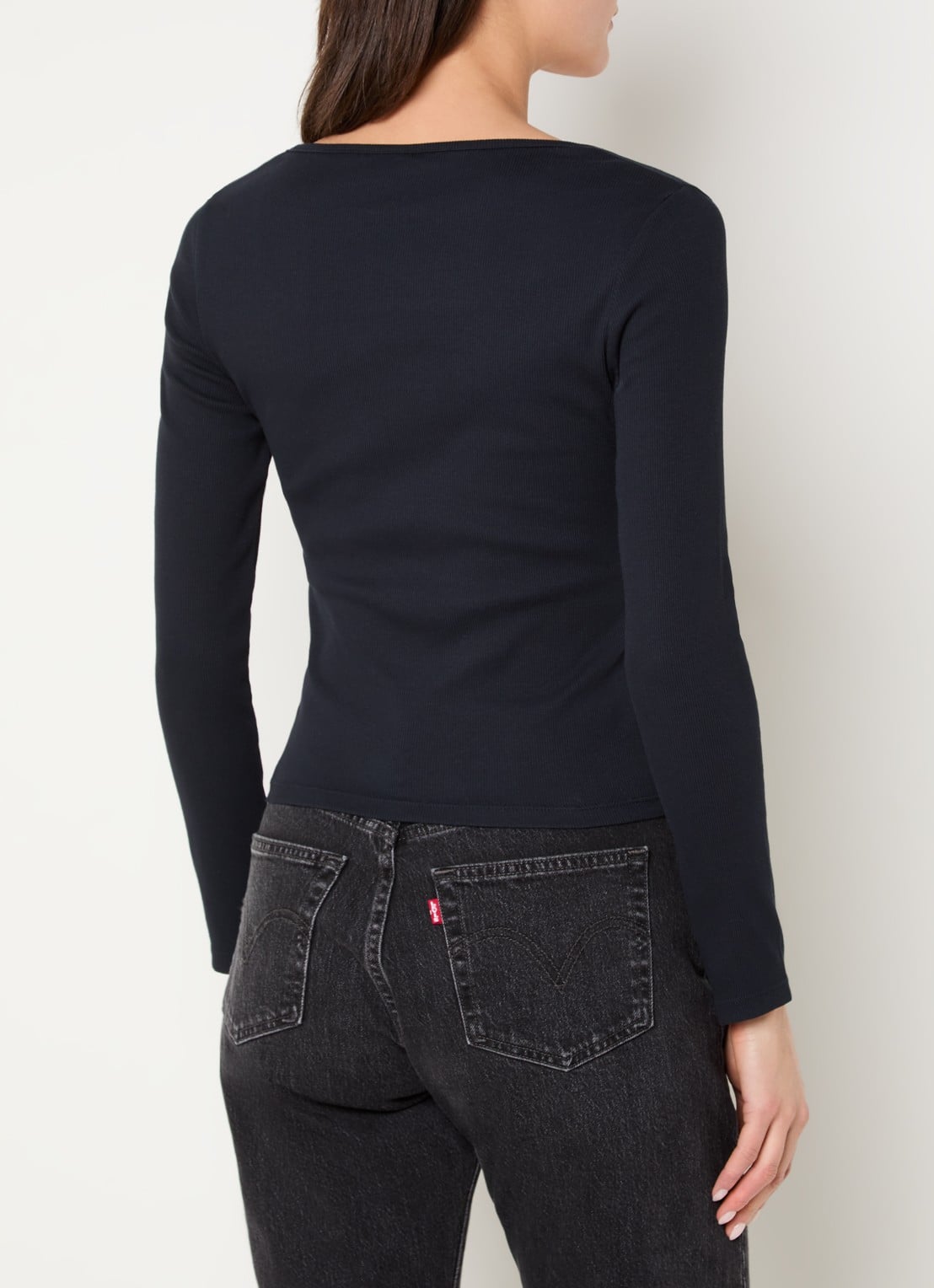 Levi's Essential ribgebreide longsleeve - achterkant zwart