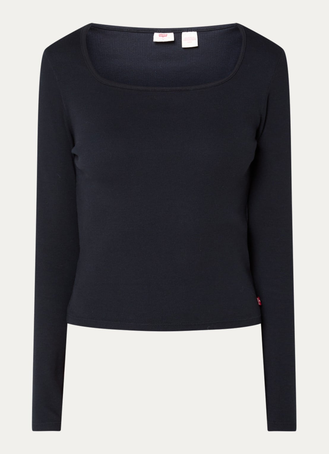 Levi's Essential ribgebreide longsleeve - voorkant 3 zwart