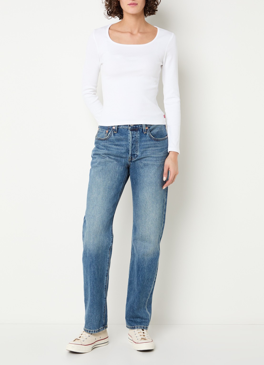 Levi's Essential ribgebreide top met stretch - voorkant 2 wit