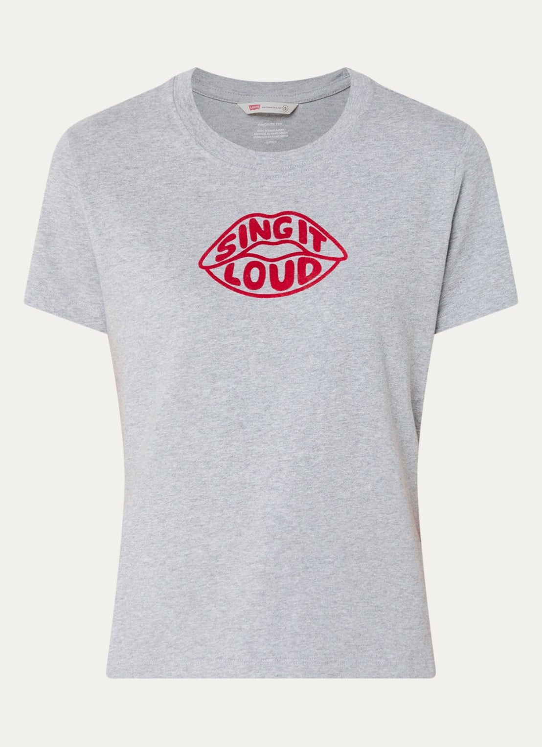 Levi's Favorite T-shirt met flockprint - voorkant 2 grijsmele