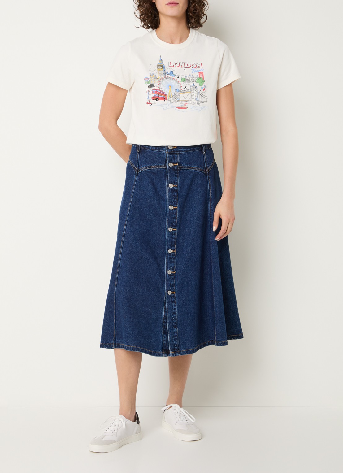 Levi's Favorite T-shirt met print - voorkant 3 gebroken wit
