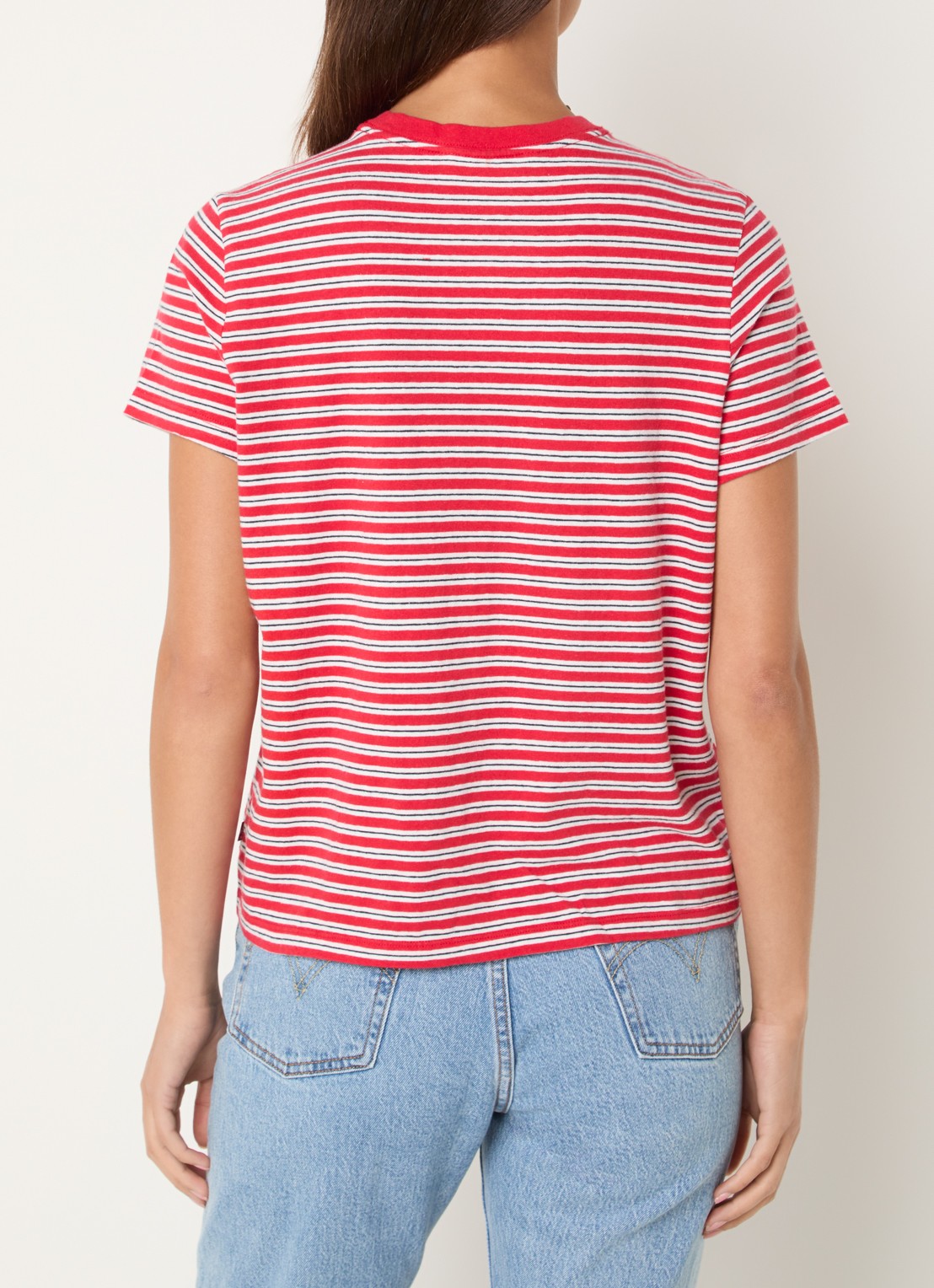 Levi's Favorite T-shirt met streepprint - achterkant 2 rood