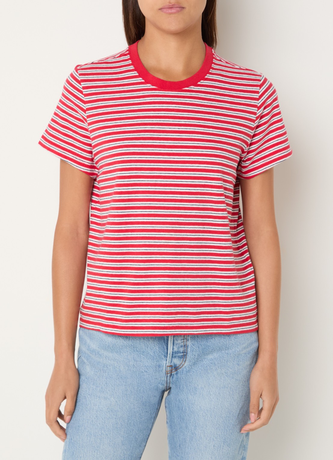 Levi's Favorite T-shirt met streepprint - detail rood