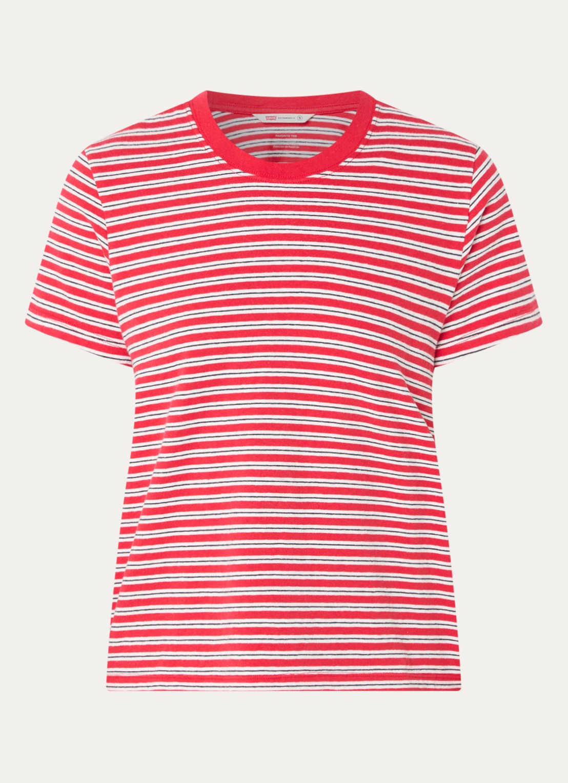 Levi's Favorite T-shirt met streepprint - voorkant 3 rood