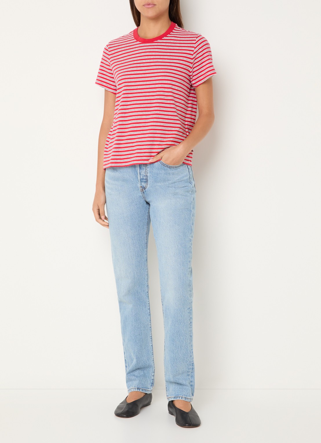 Levi's Favorite T-shirt met streepprint - voorkant 4 rood