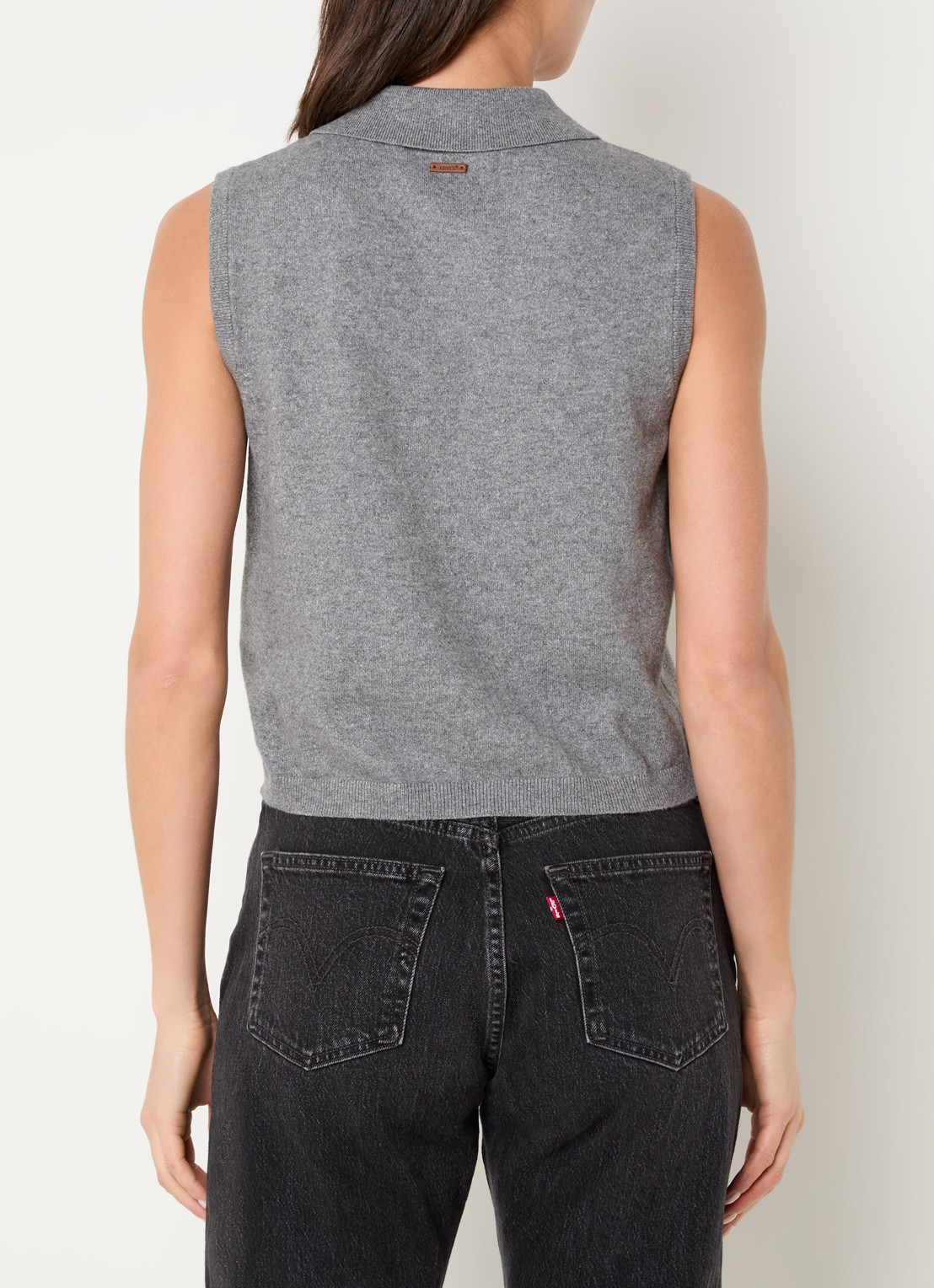 Levi's Fijngebreid gilet met strcutuur - achterkant grijs