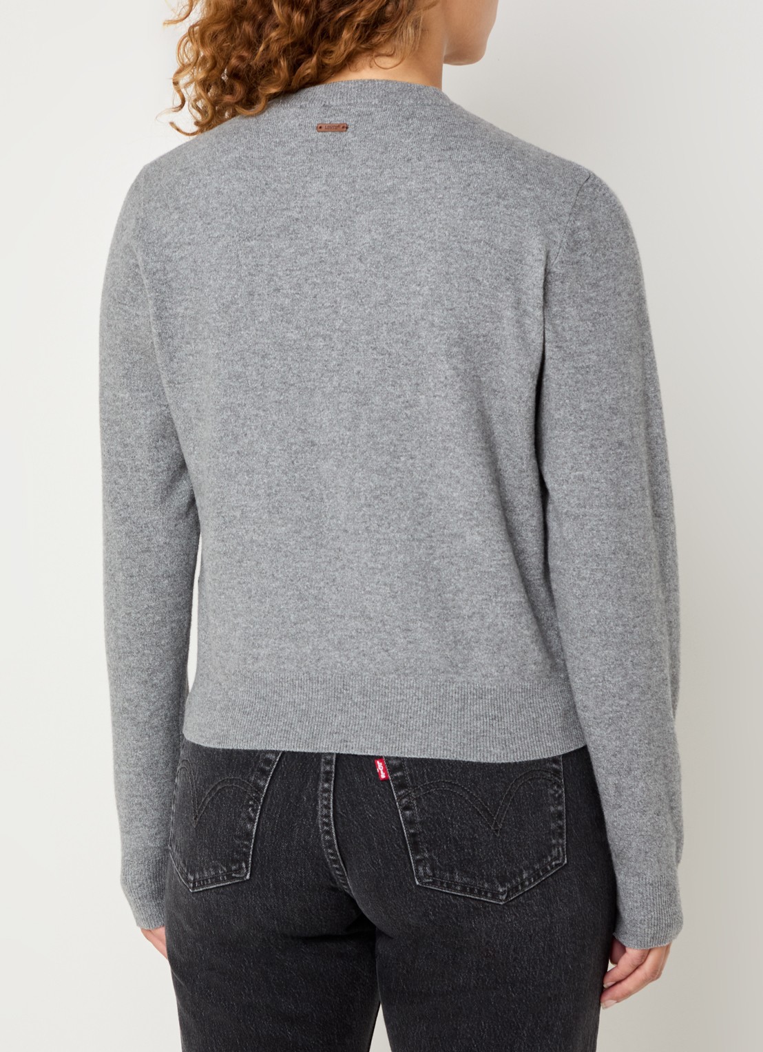 Levi's Fijngebreid vest met gemêleerd dessin - achterkant grijsmele