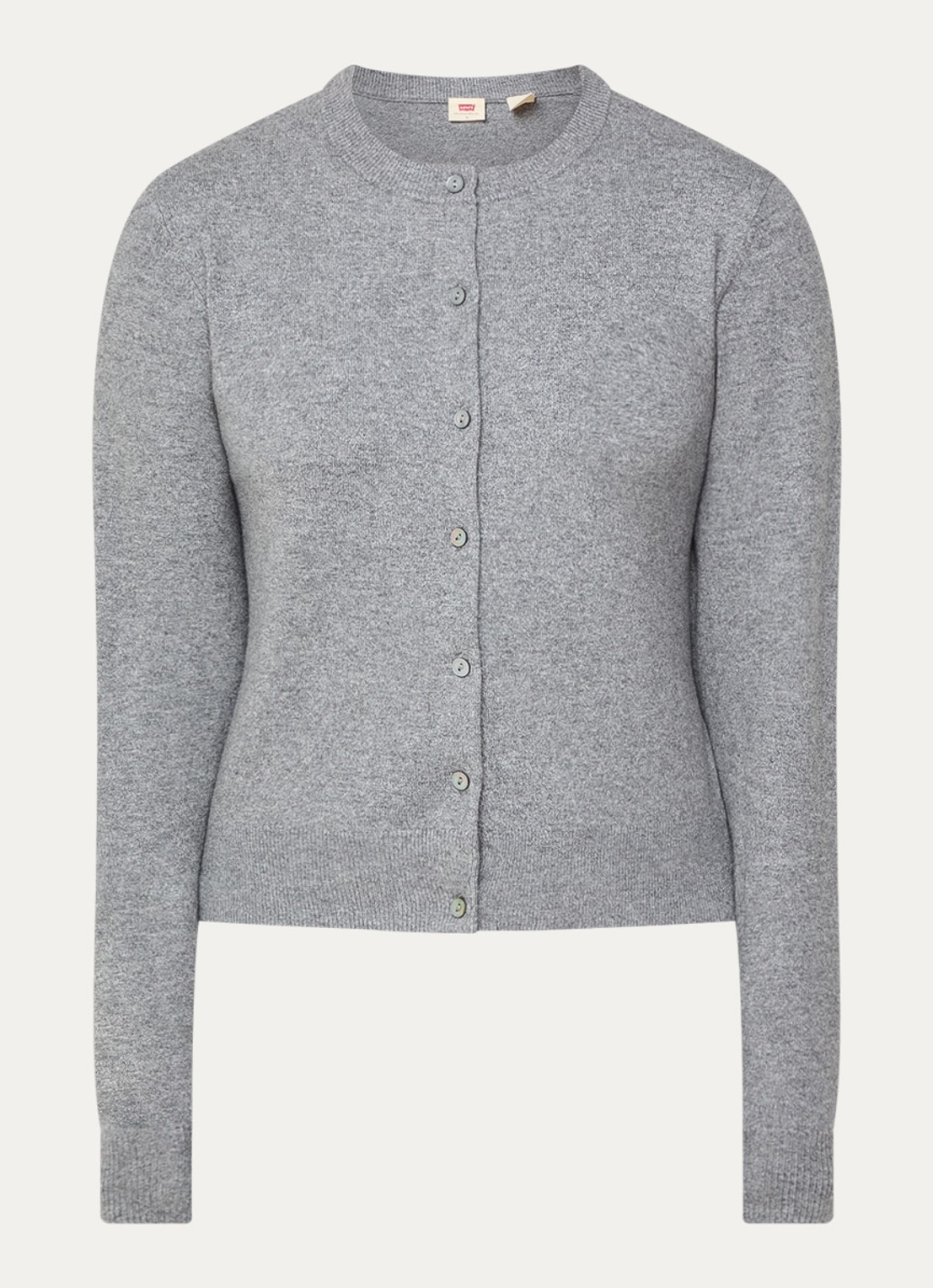Levi's Fijngebreid vest met gemêleerd dessin - voorkant 2 grijsmele