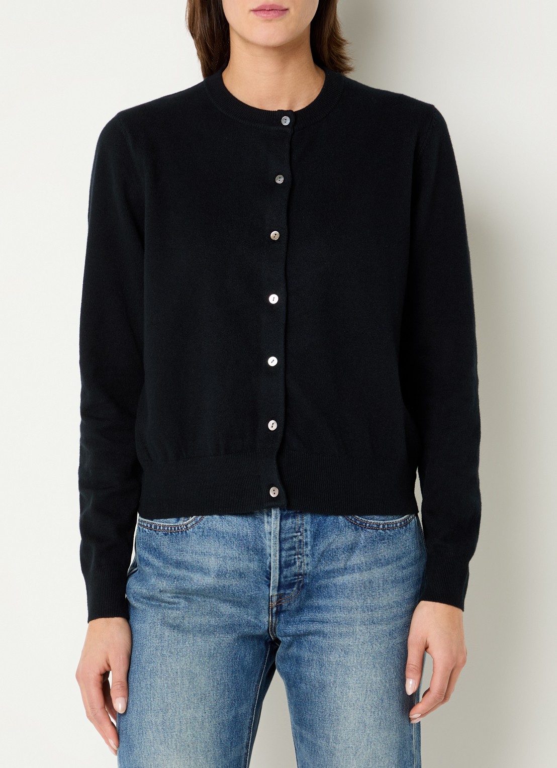 Levi's Fijngebreid vest met ronde hals - detail zwart