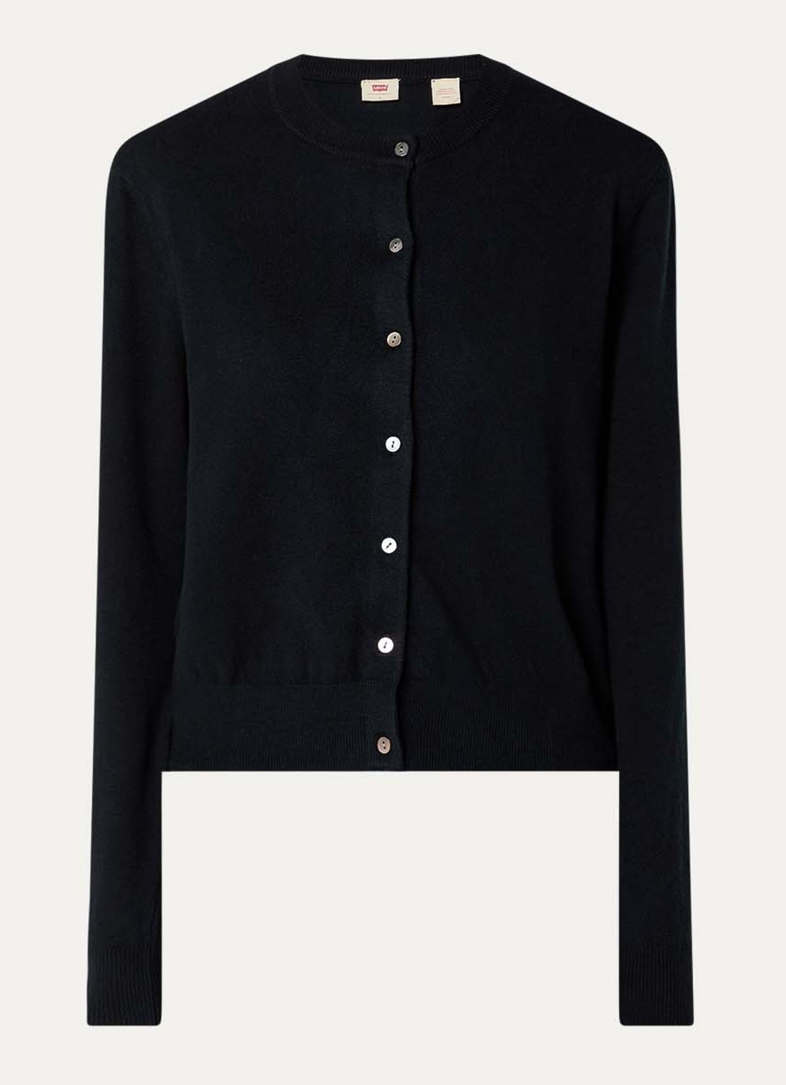 Levi's Fijngebreid vest met ronde hals - voorkant 3 zwart