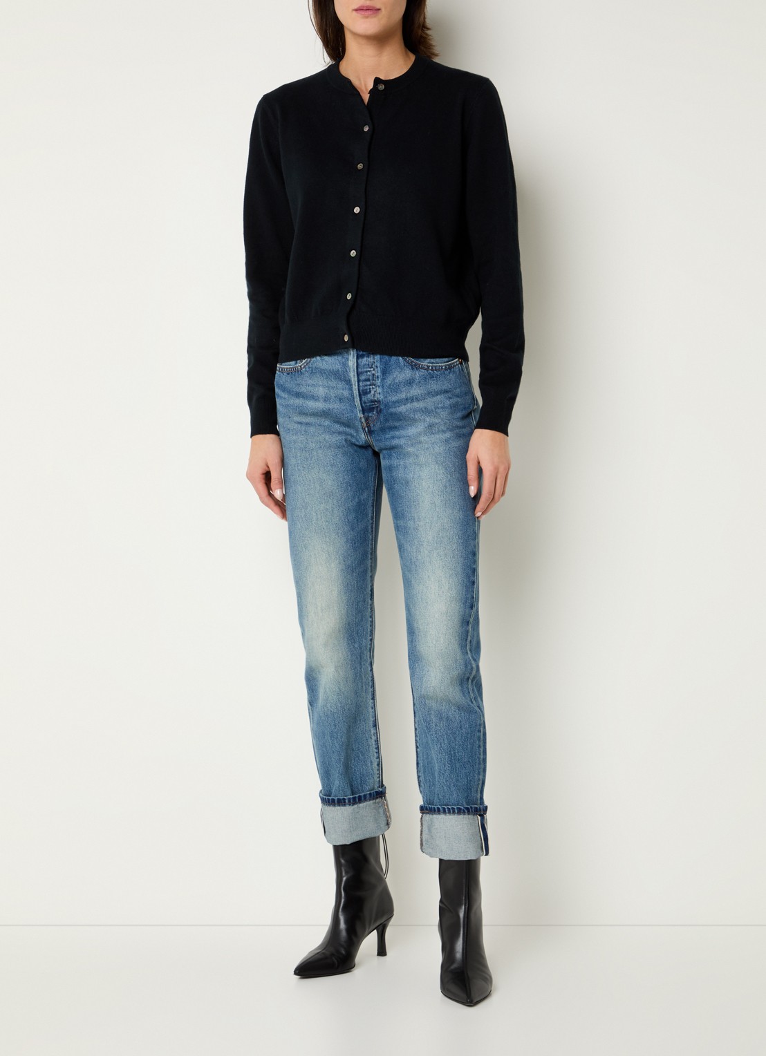 Levi's Fijngebreid vest met ronde hals - voorkant 4 zwart