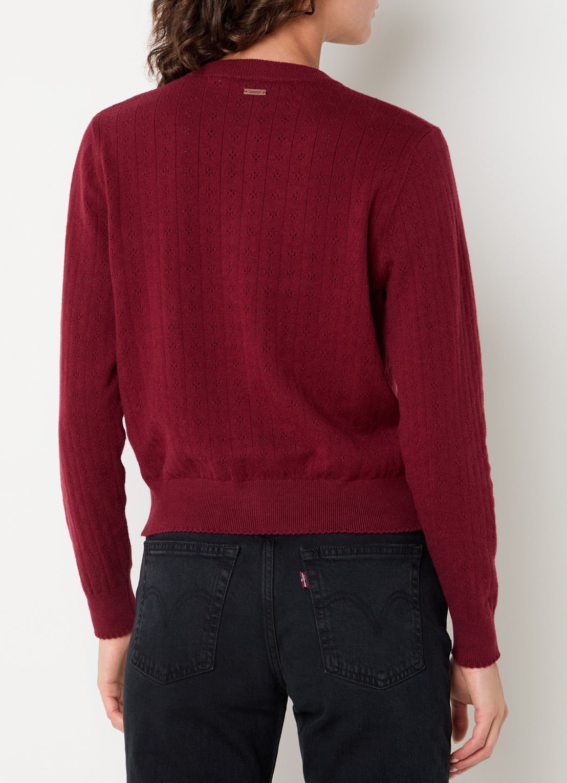 Levi's Fijngebreid vest met ronde hals - achterkant 4 bordeauxrood