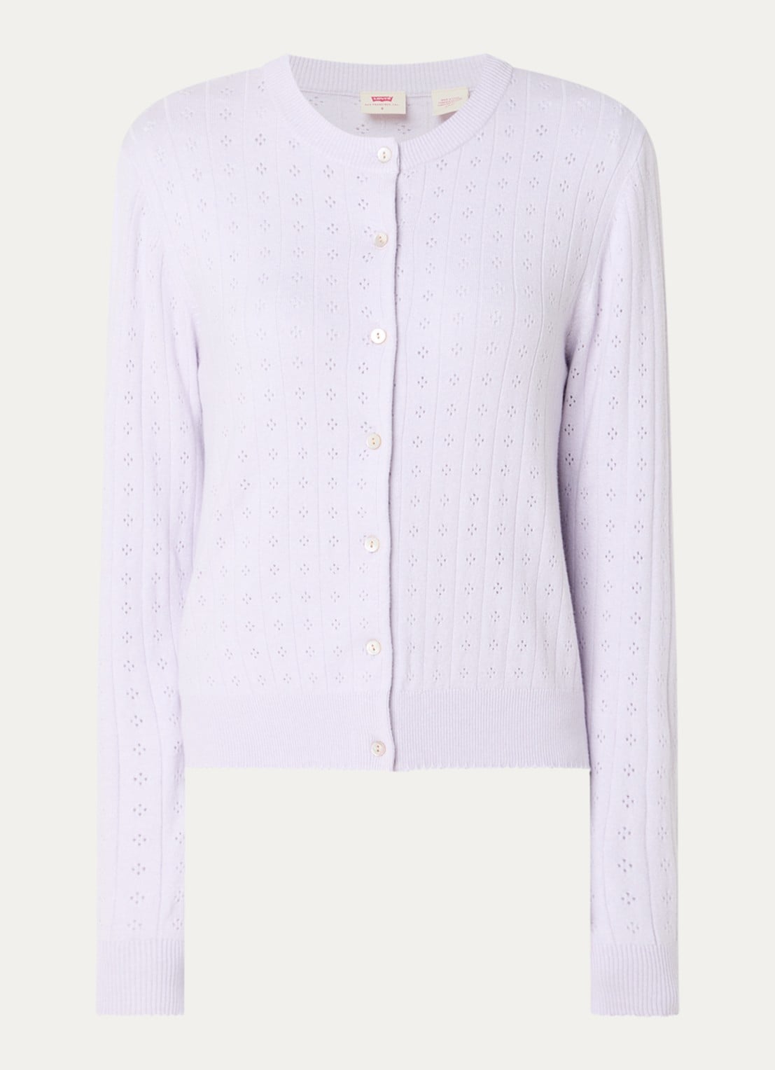 Levi's Fijngebreid vest met ronde hals - voorkant 3 lila