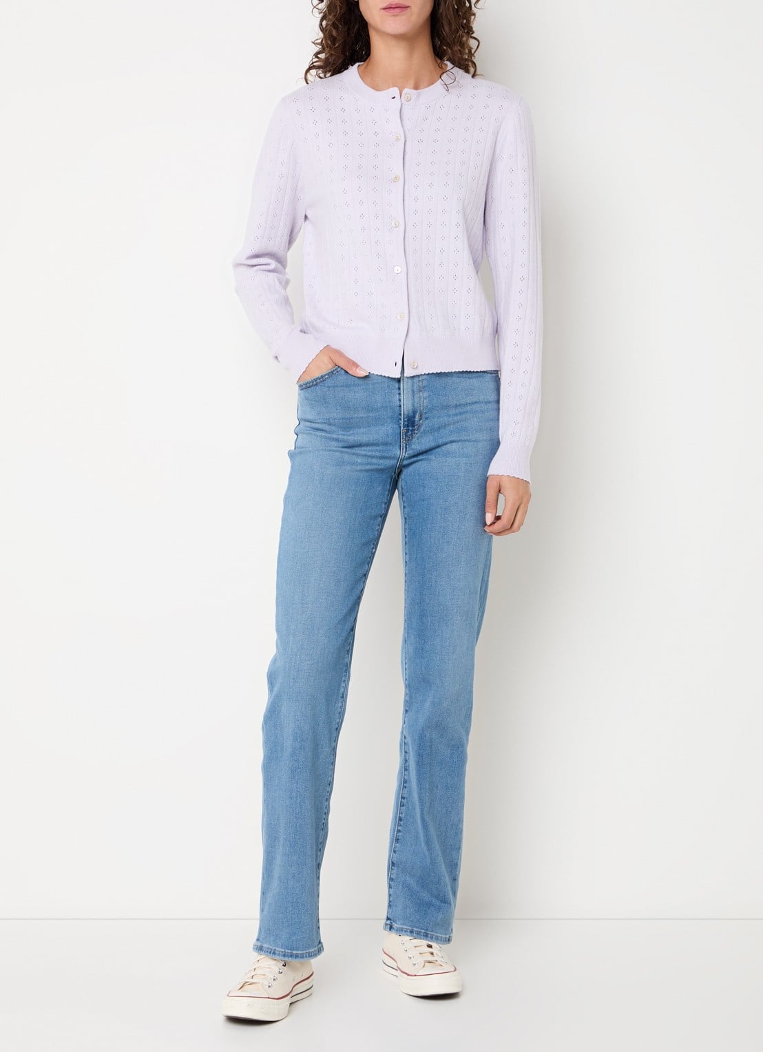 Levi's Fijngebreid vest met ronde hals - voorkant 4 lila