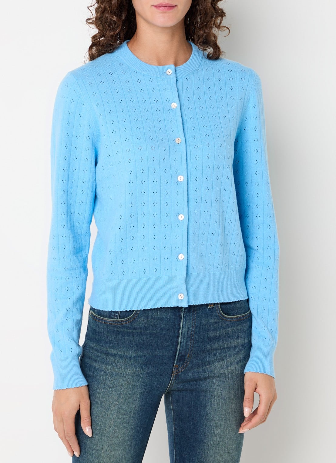 Levi's Fijngebreid vest met ronde hals - detail 4 blauw