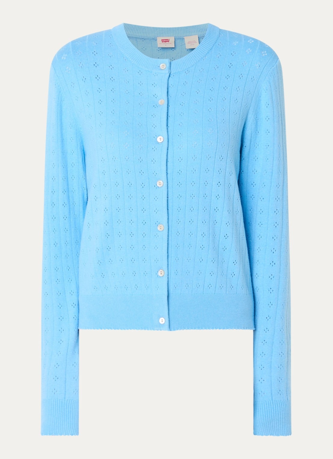 Levi's Fijngebreid vest met ronde hals - voorkant blauw