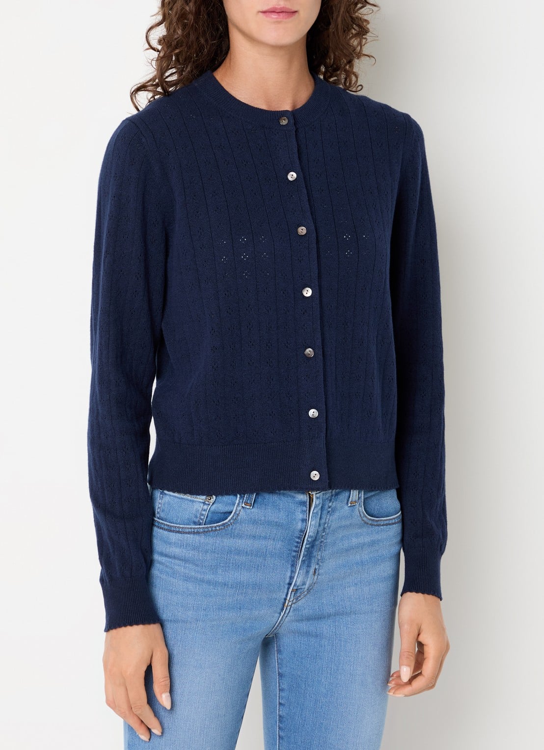 Levi's Fijngebreid vest met ronde hals - detail 4 donkerblauw