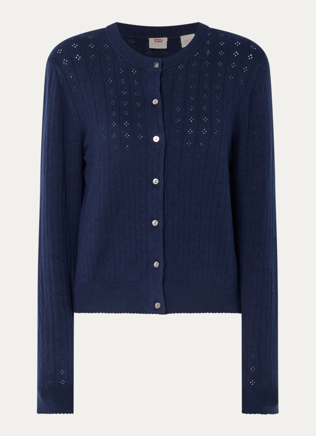 Levi's Fijngebreid vest met ronde hals - voorkant donkerblauw