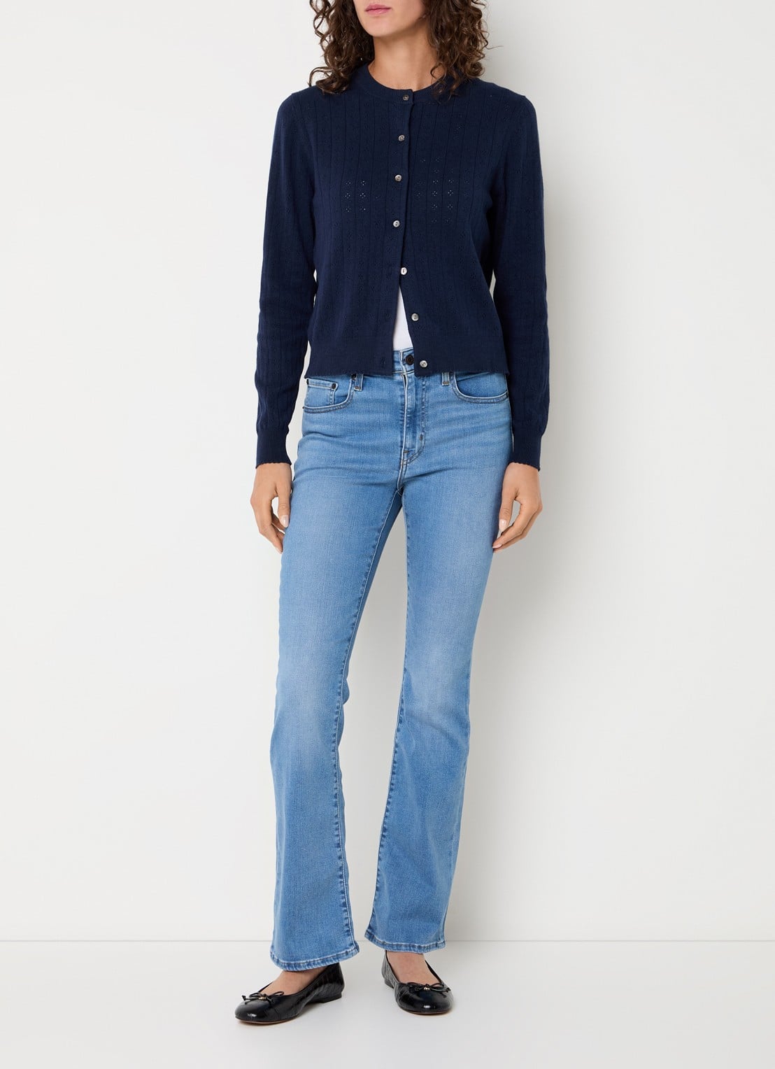 Levi's Fijngebreid vest met ronde hals - voorkant 2 donkerblauw