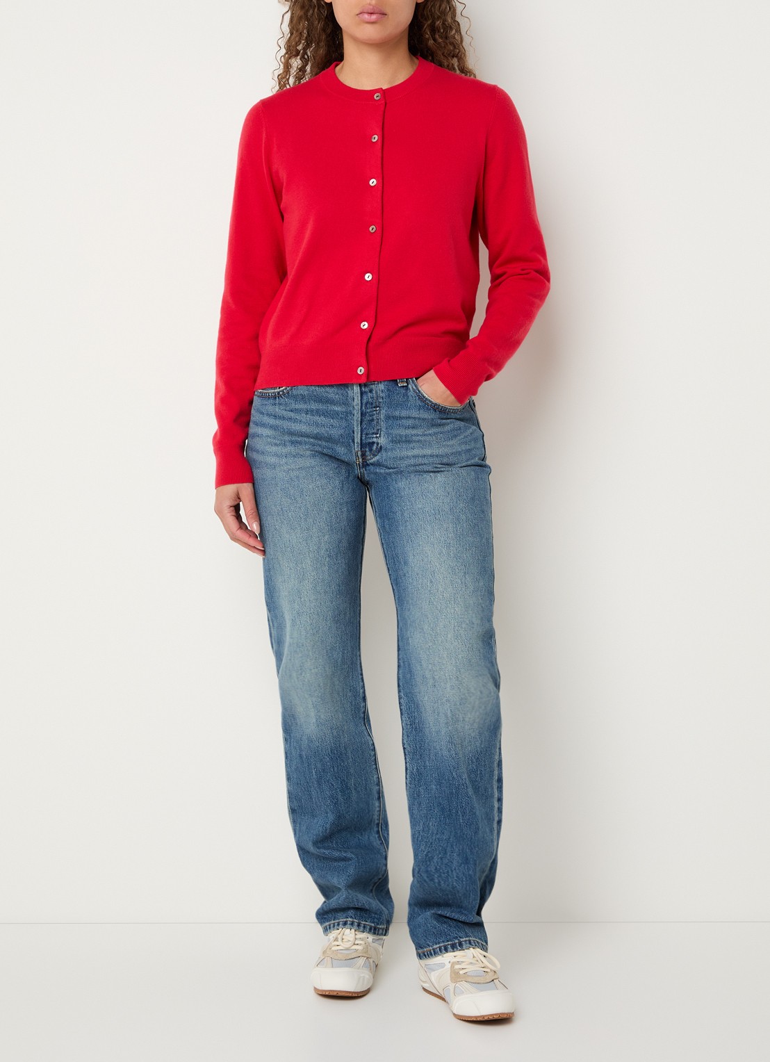 Levi's Fijngebreid vest met stretch - voorkant 2 rood