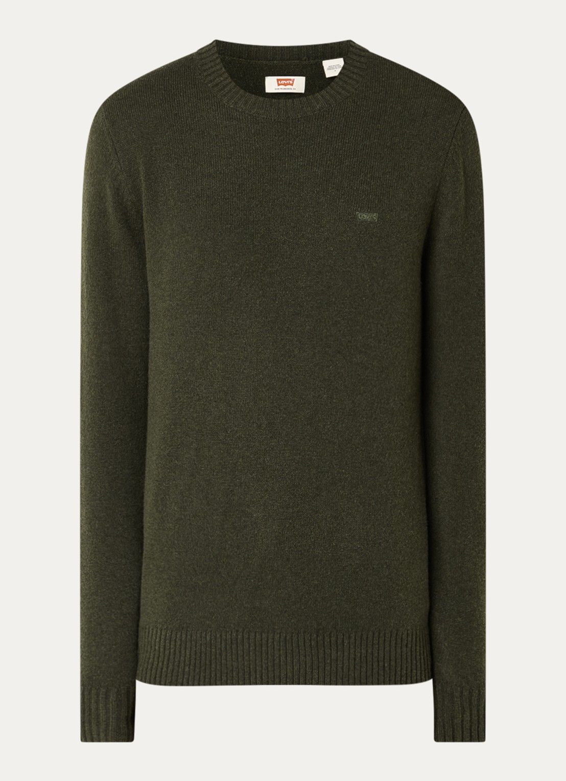 Levi's Fijngebreide pullover in wolblend met logoborduring - voorkant antraciet