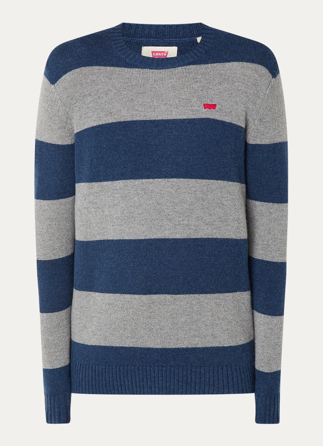 Levi's Fijngebreide pullover in wolblend met streepprint - voorkant 2 grijs