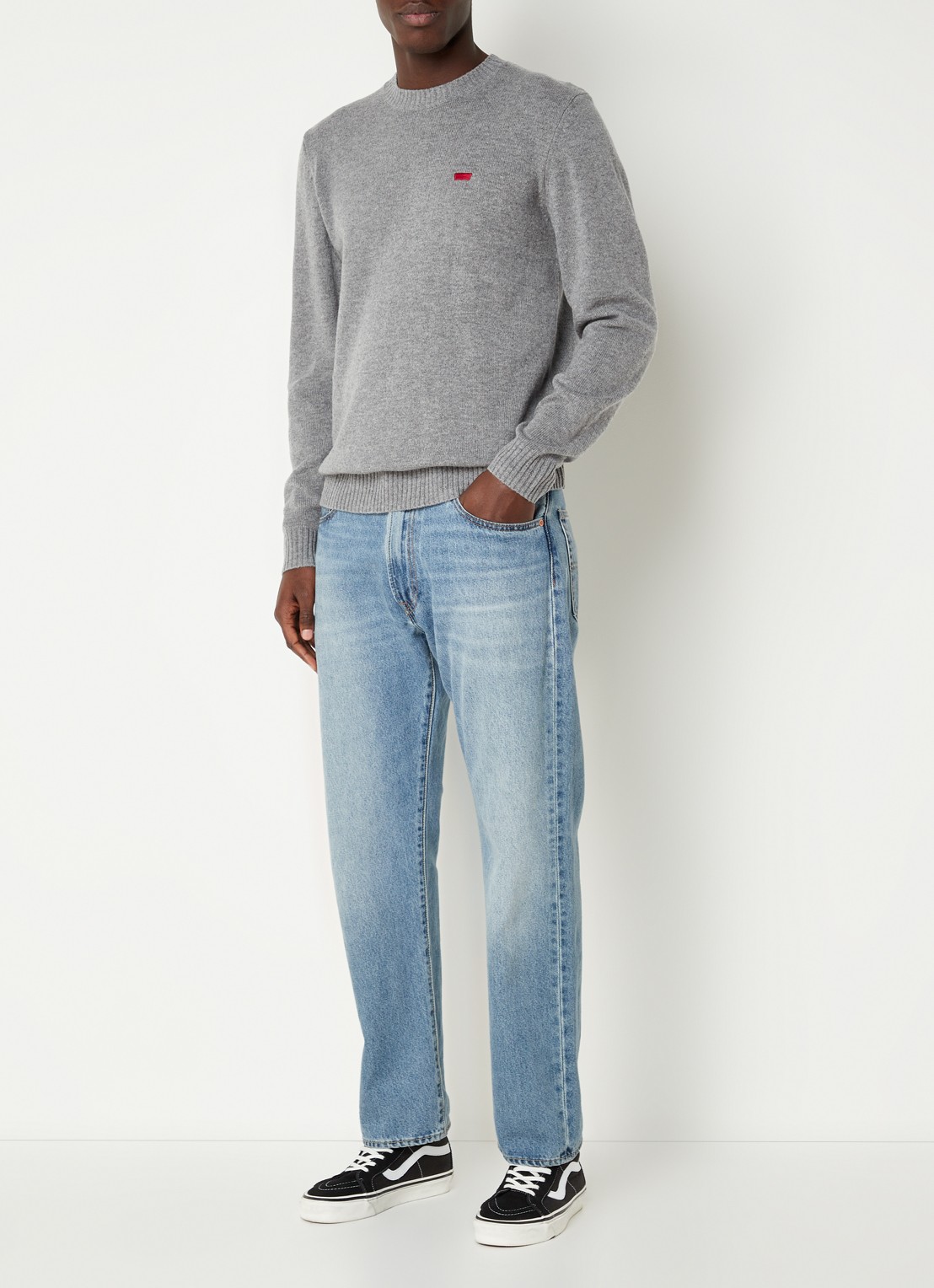 Levi's Fijngebreide pullover in wolblend  - voorkant 3 grijs