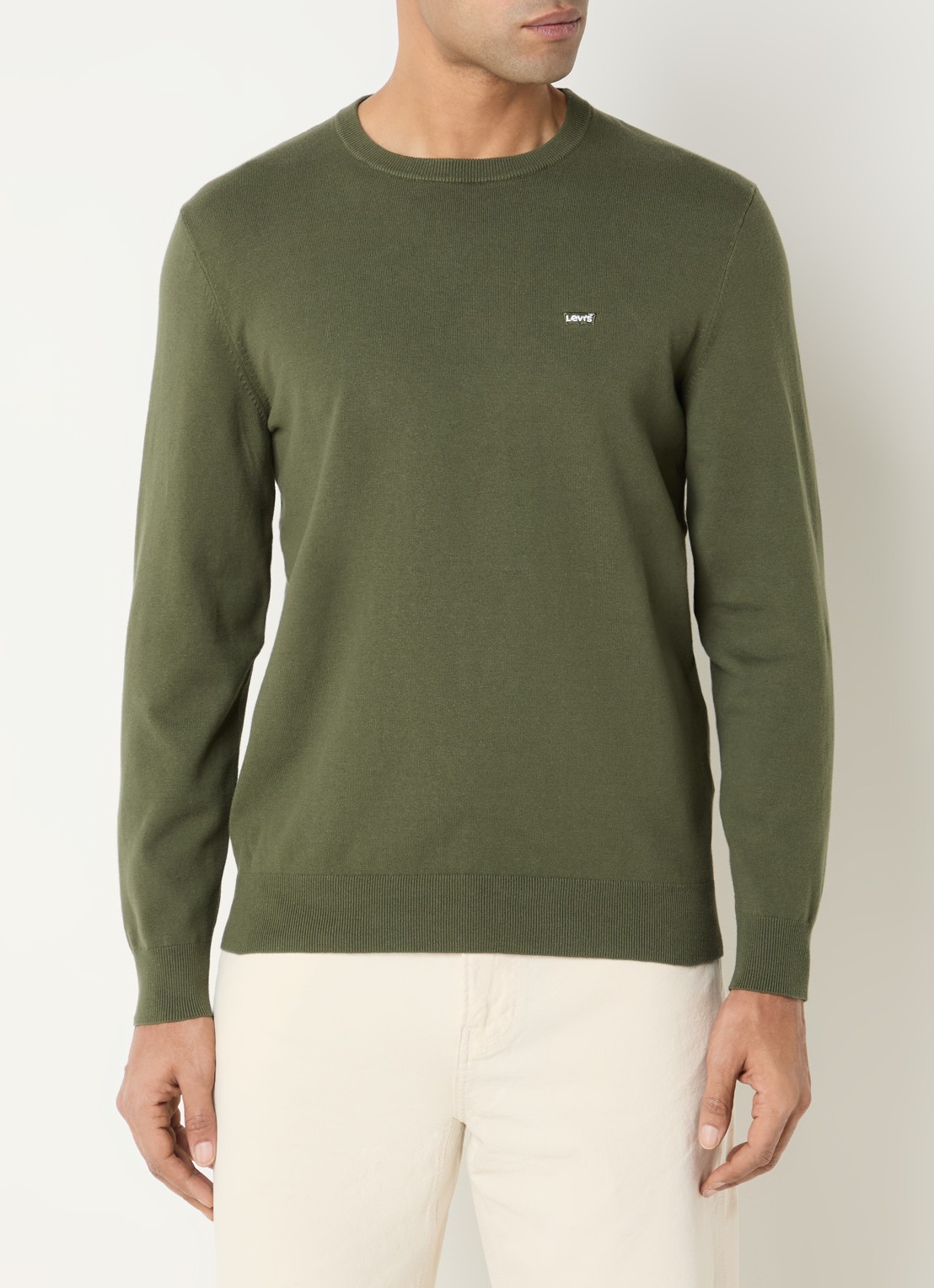 Levi's Fijngebreide pullover met logo - detail 4 bronsgroen