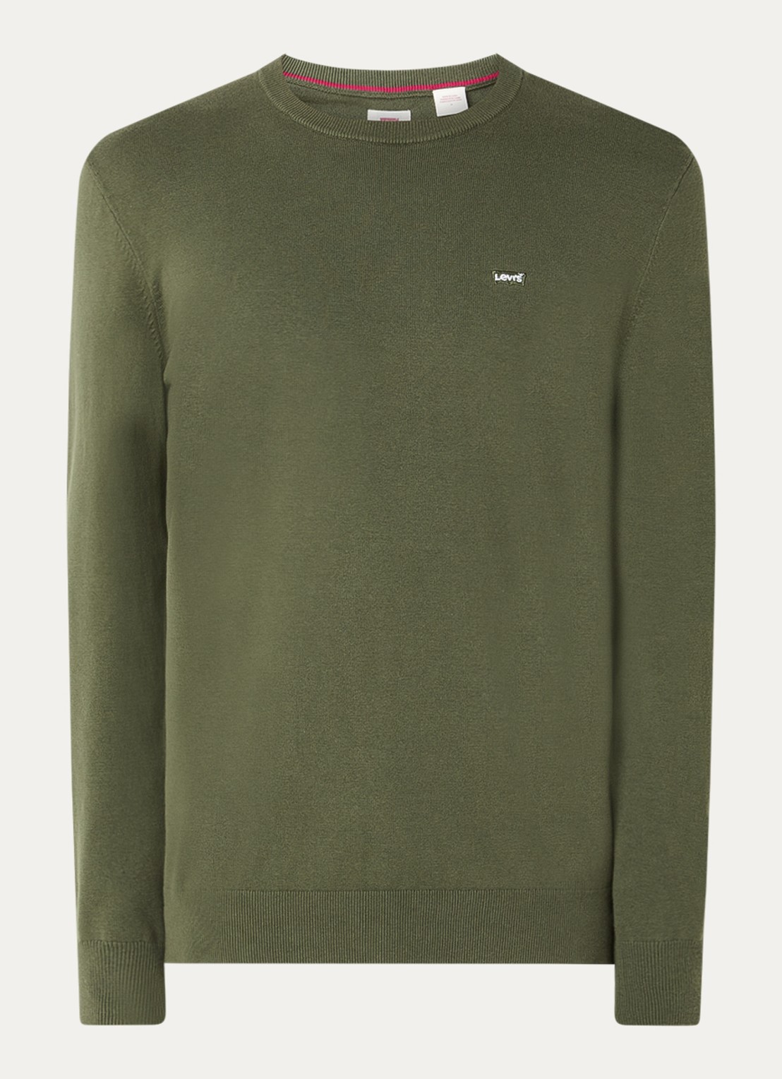 Levi's Fijngebreide pullover met logo - voorkant 2 bronsgroen