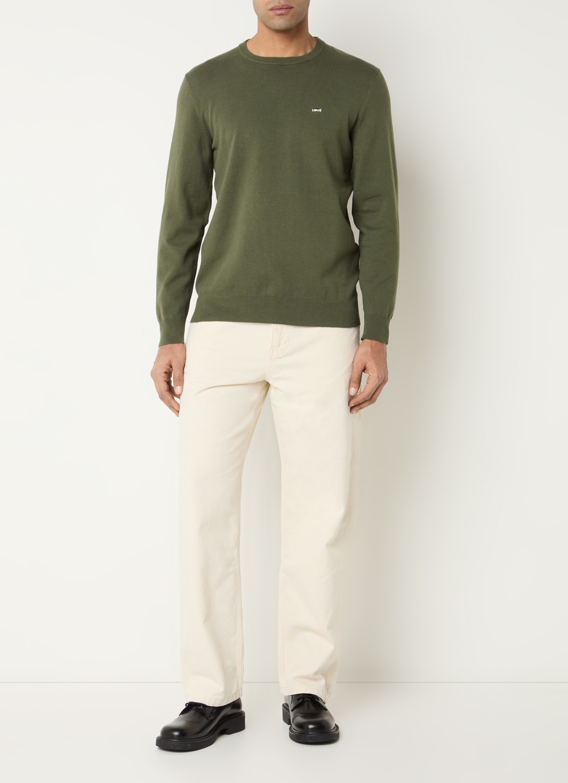 Levi's Fijngebreide pullover met logo - voorkant 3 bronsgroen
