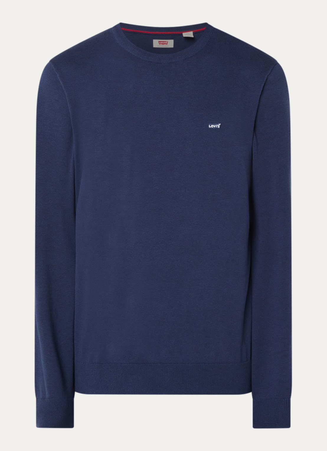 Levi's Fijngebreide pullover met logoborduring - voorkant donkerblauw