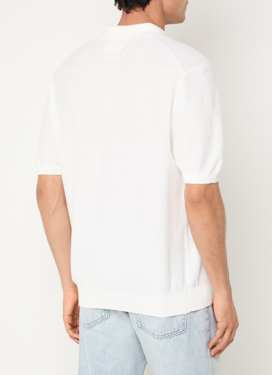 Levi's Fijngebreide regular fit polo in linnenblend - achterkant gebroken wit