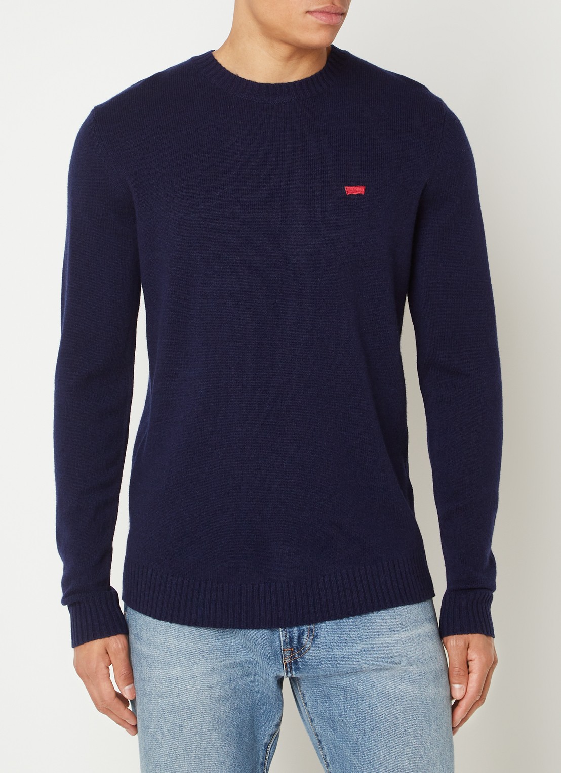 Levi's Fijngebreide sweater in wolblend - detail blauw