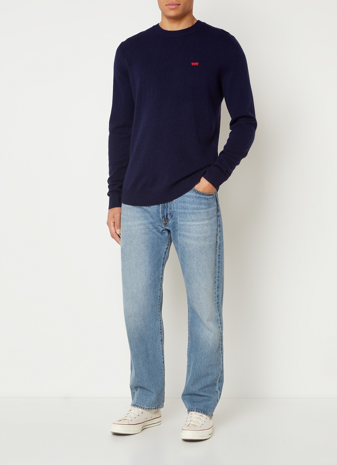 Levi's Fijngebreide sweater in wolblend - voorkant 3 blauw