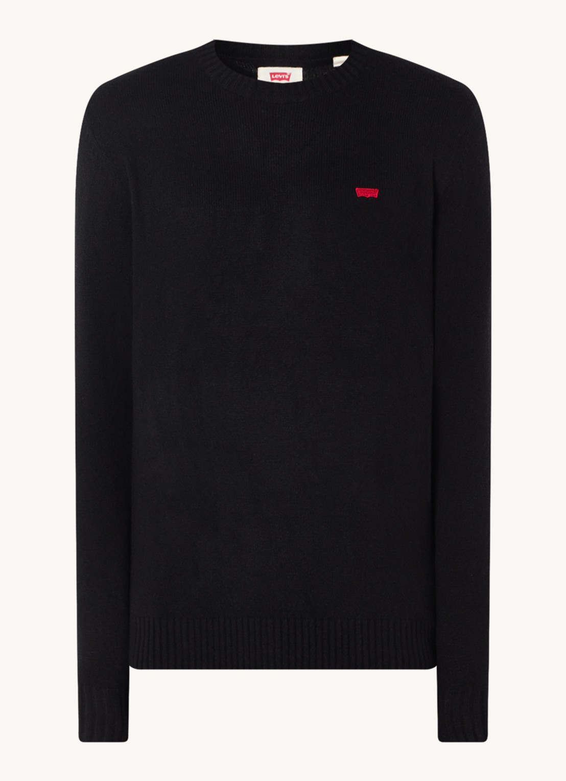 Levi's Fijngebreide trui in wolblend met logo - voorkant 3 zwart