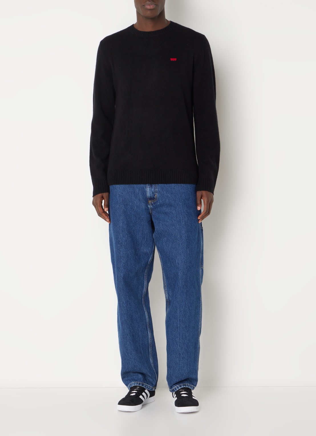 Levi's Fijngebreide trui in wolblend met logo - voorkant 4 zwart