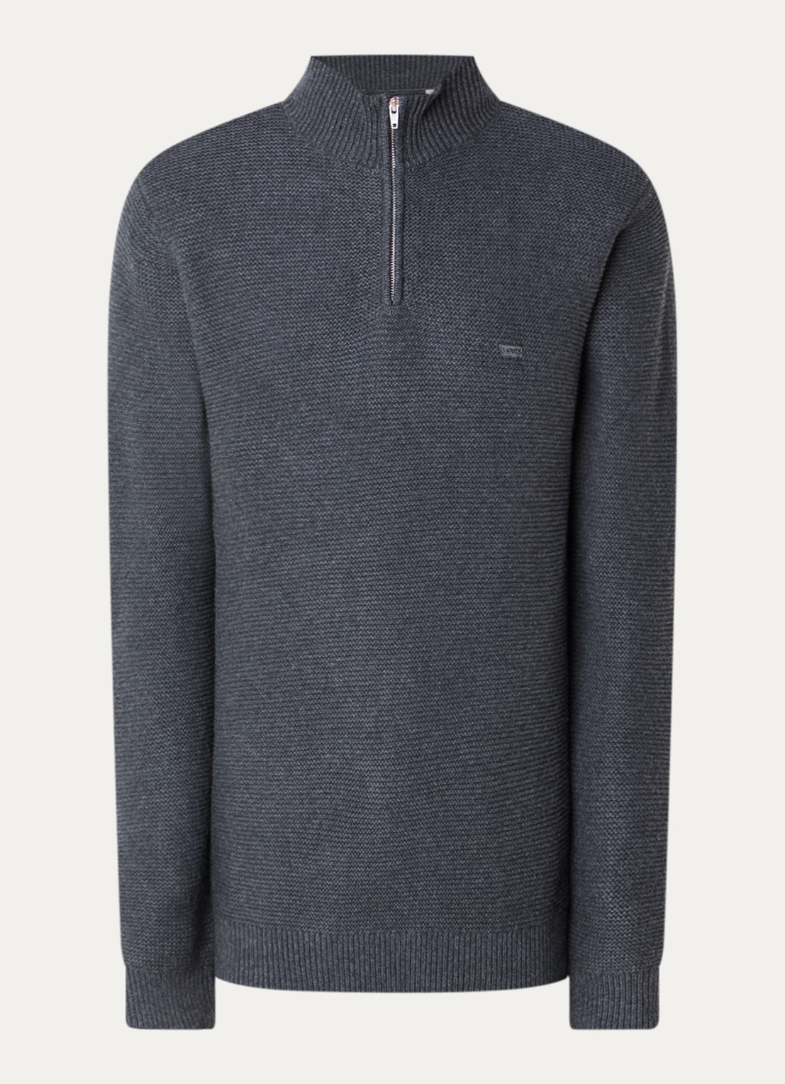 Levi's Fijngebreide trui met halve rits - voorkant donkergrijs