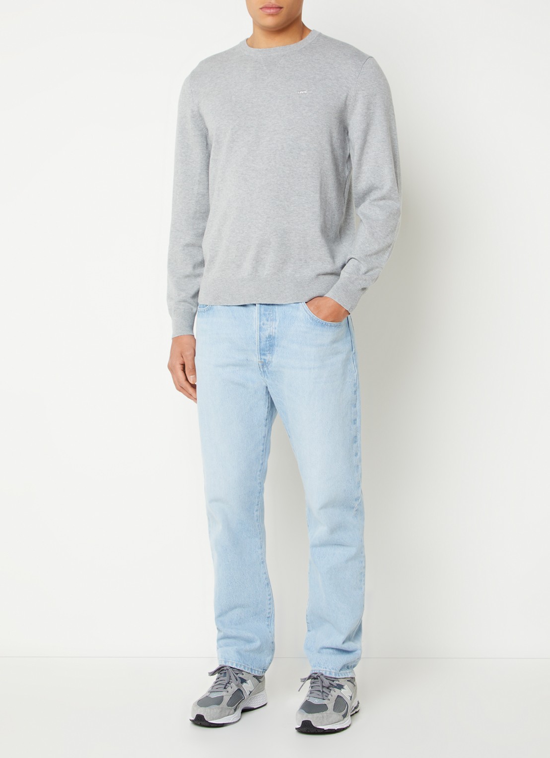 Levi's Fijngebreide trui met logo - voorkant 4 grijs