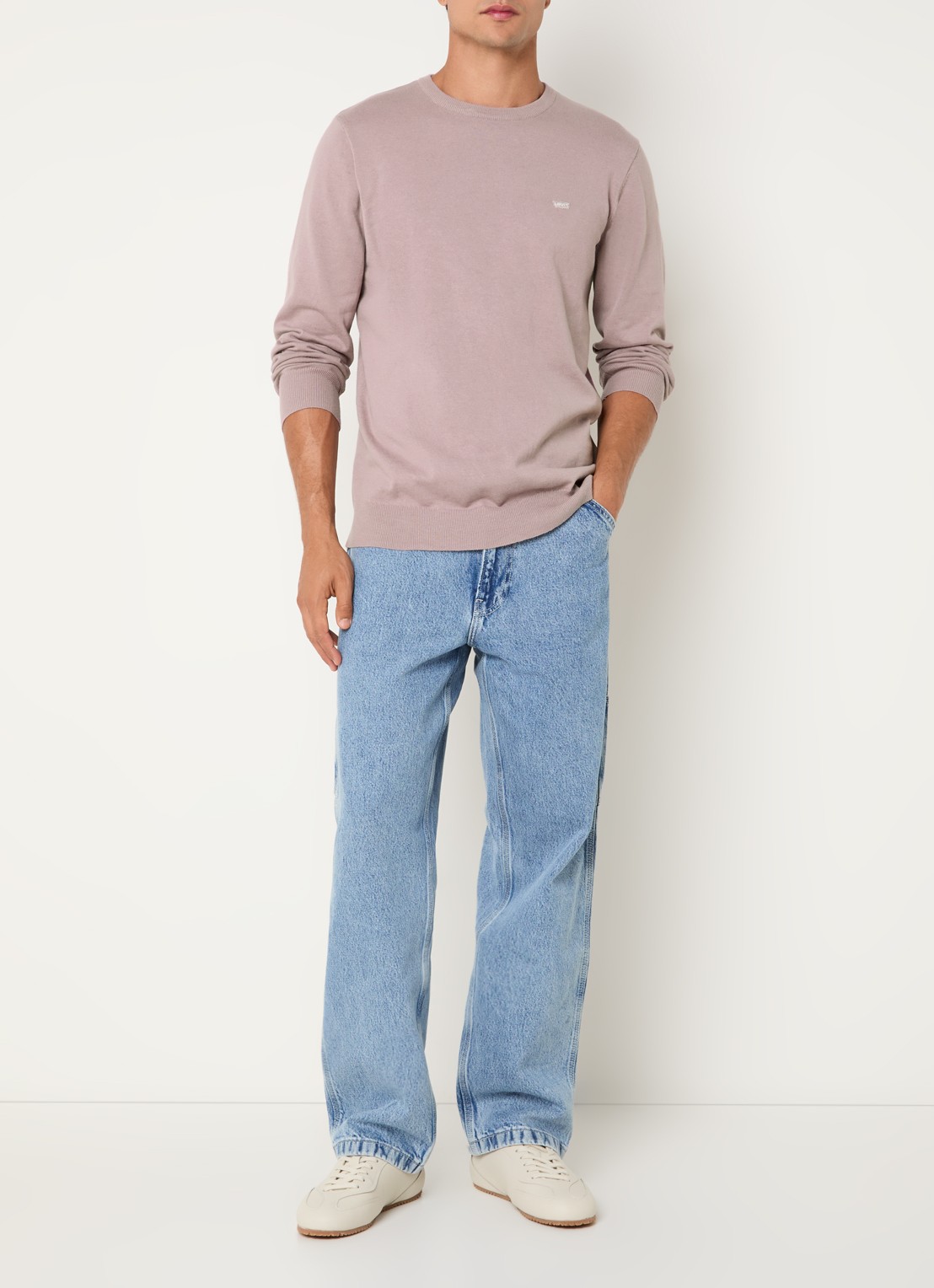 Levi's Fijngebreide trui met logo - voorkant 2 oudroze