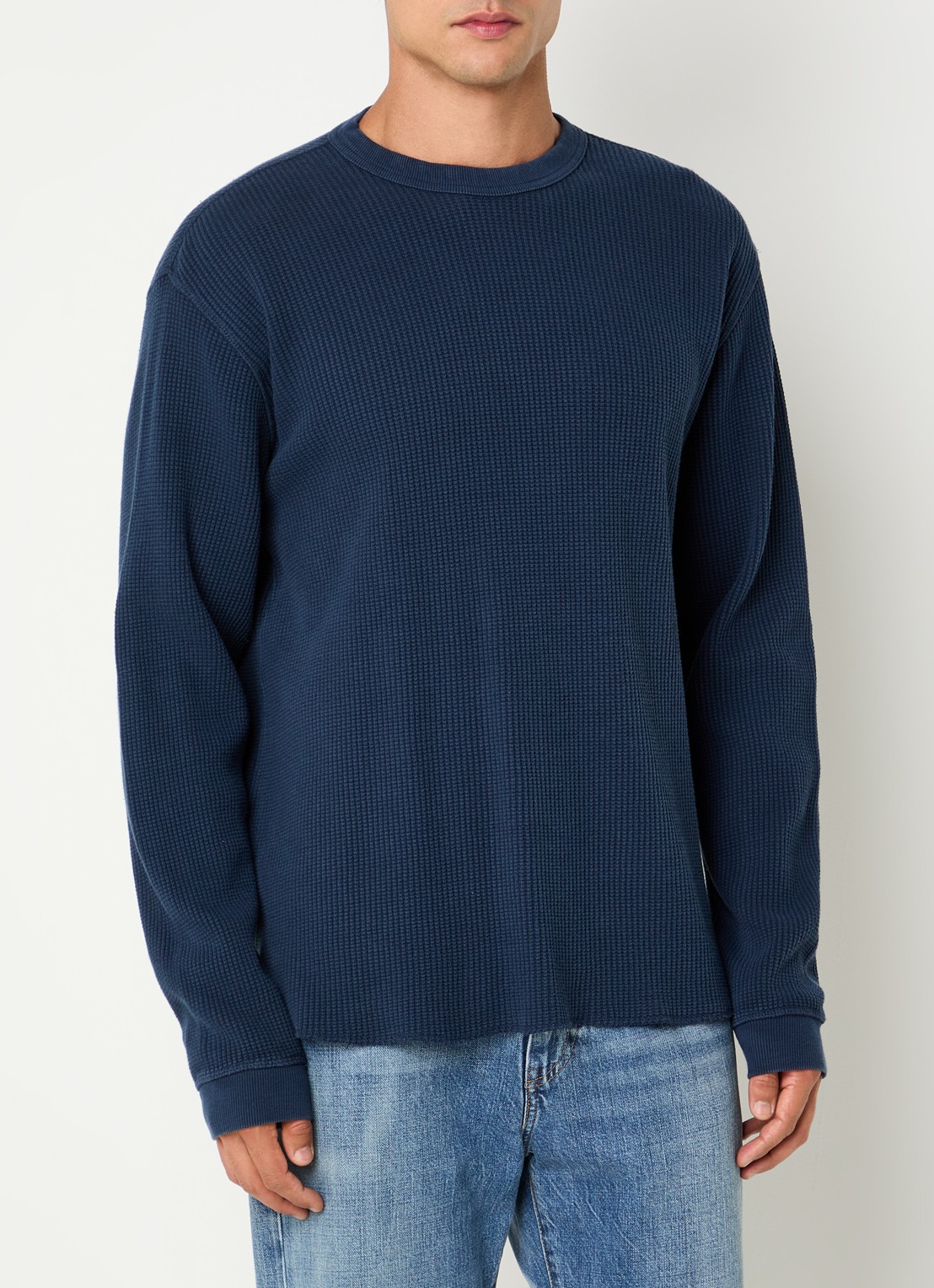 Levi's Fijngebreide trui met ronde hals - detail indigo