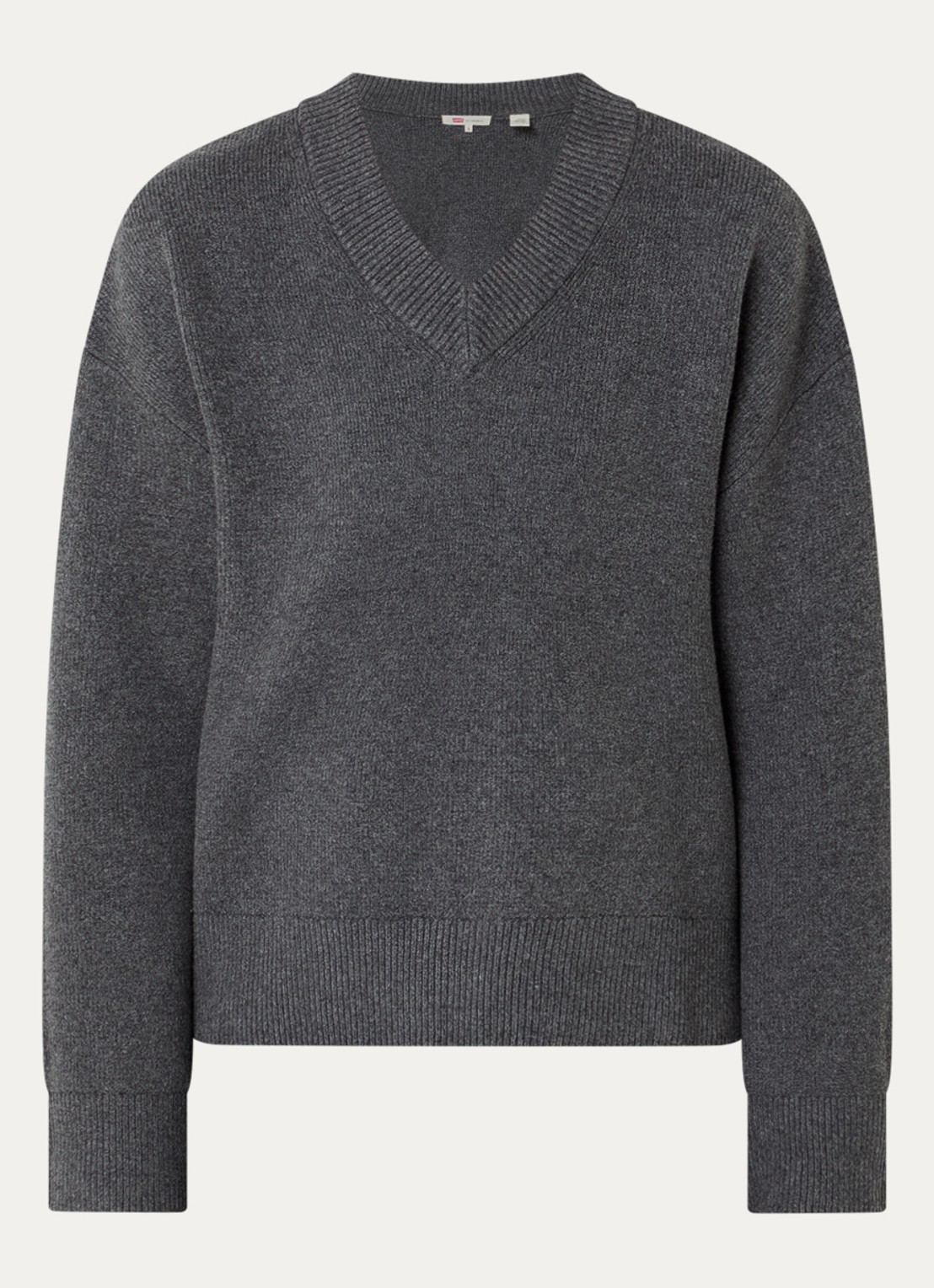 Levi's Fijngebreide trui met V-hals - voorkant donkergrijs
