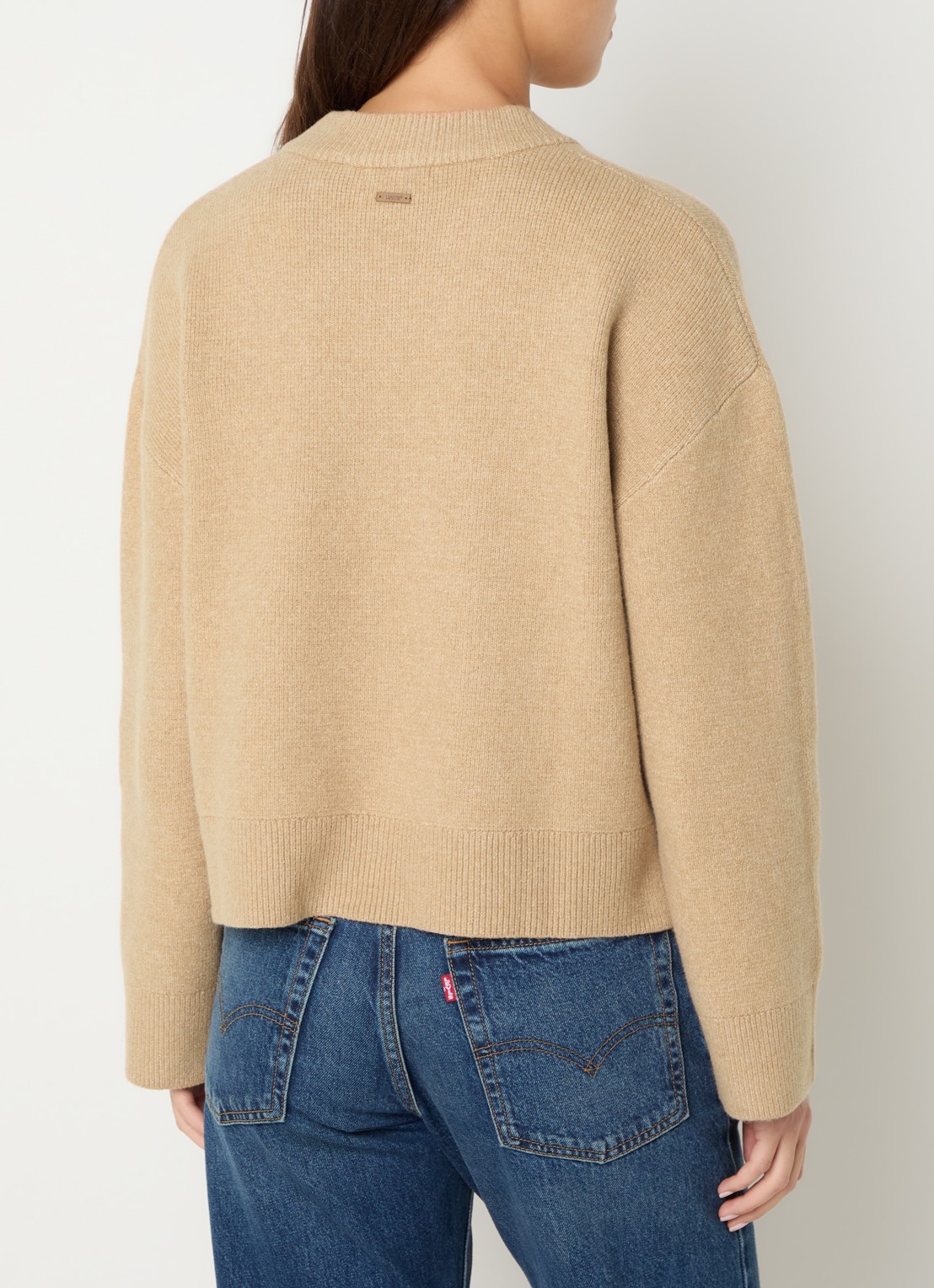 Levi's Fijngebreide trui met V-hals - achterkant 2 beige