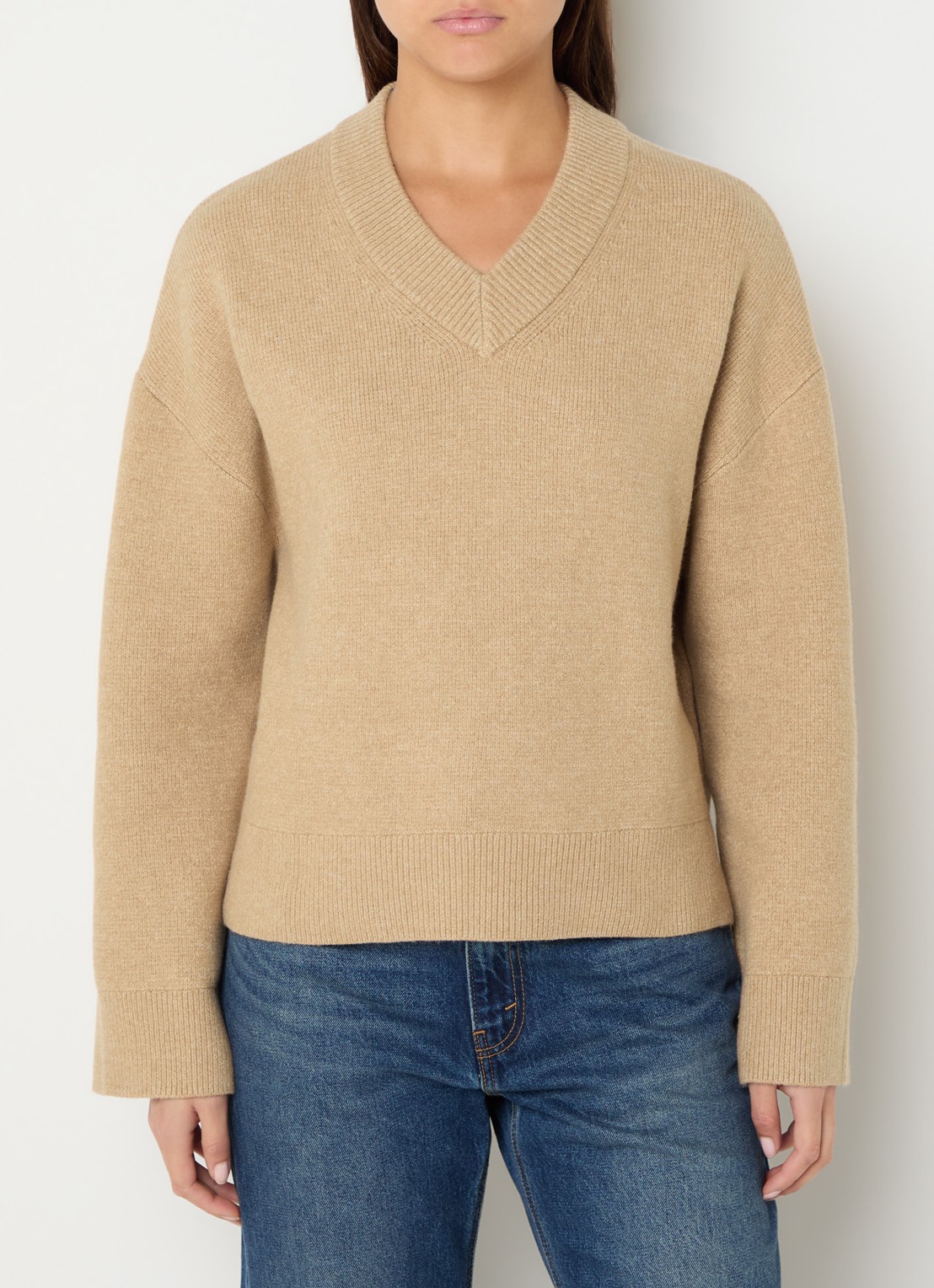 Levi's Fijngebreide trui met V-hals - detail beige