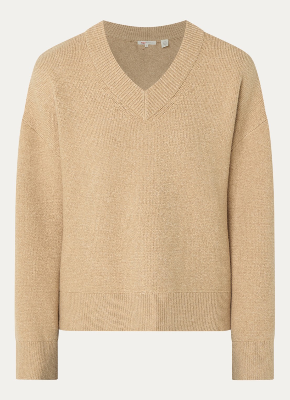 Levi's Fijngebreide trui met V-hals - voorkant 3 beige