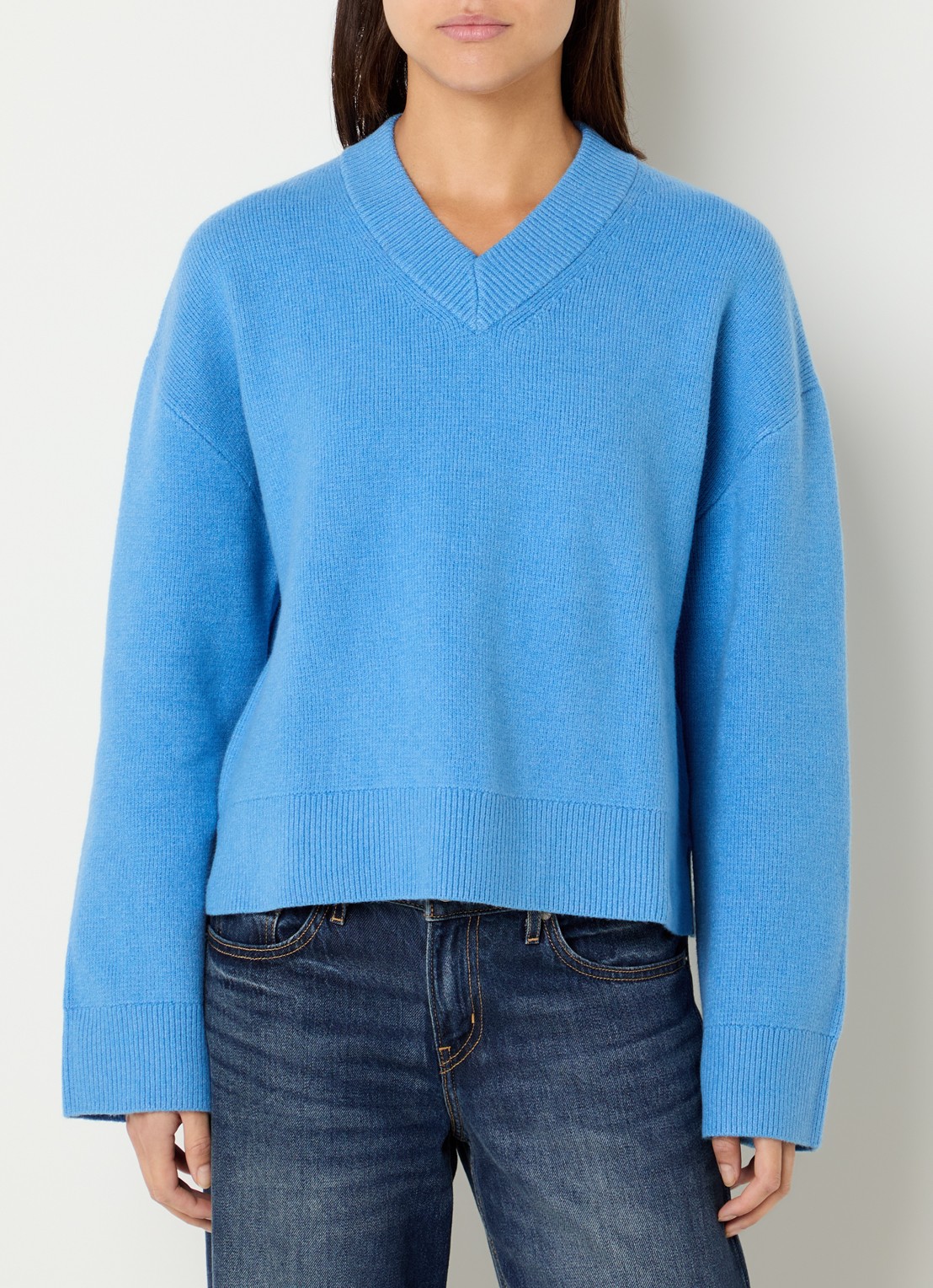 Levi's Fijngebreide trui met V-hals - detail 3 blauw