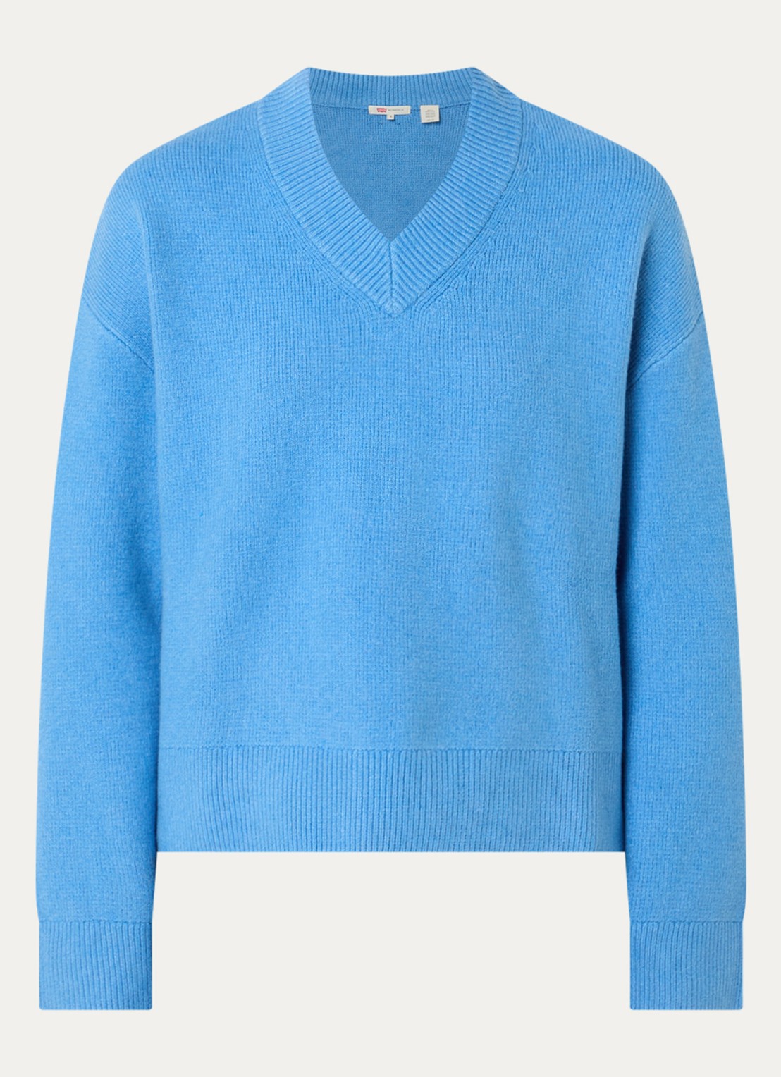 Levi's Fijngebreide trui met V-hals - voorkant blauw