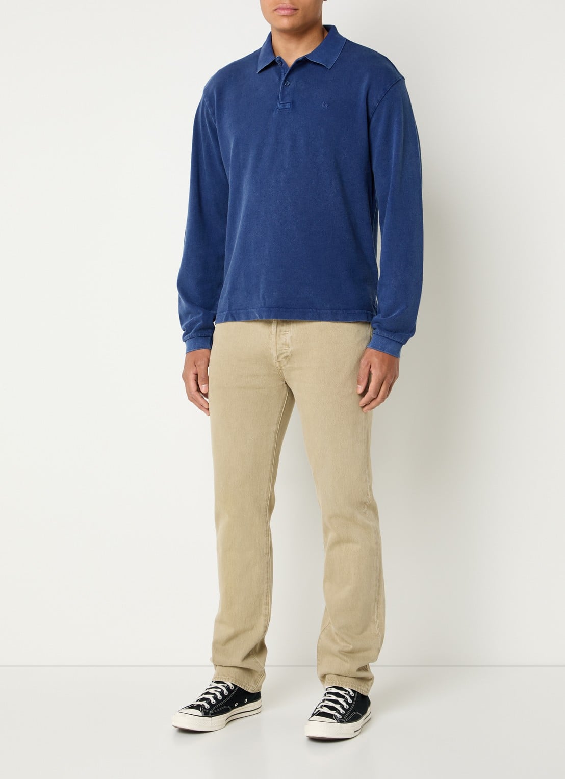 Levi's Finn polo met logoborduring - voorkant 4 blauw