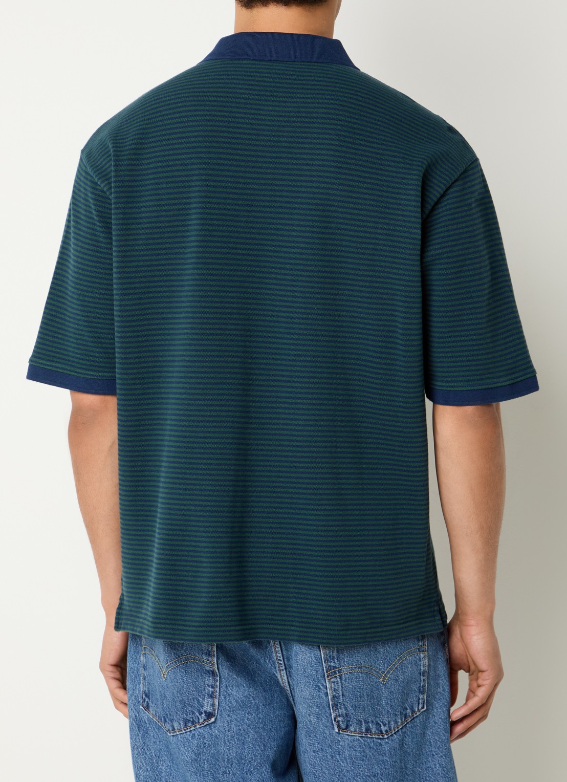 Levi's Finn polo met streepprint - achterkant 3 zeegroen