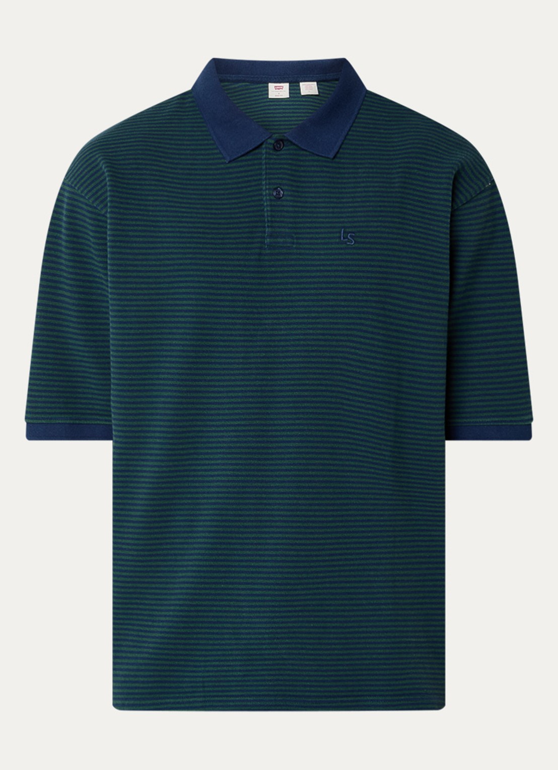 Levi's Finn polo met streepprint - voorkant zeegroen