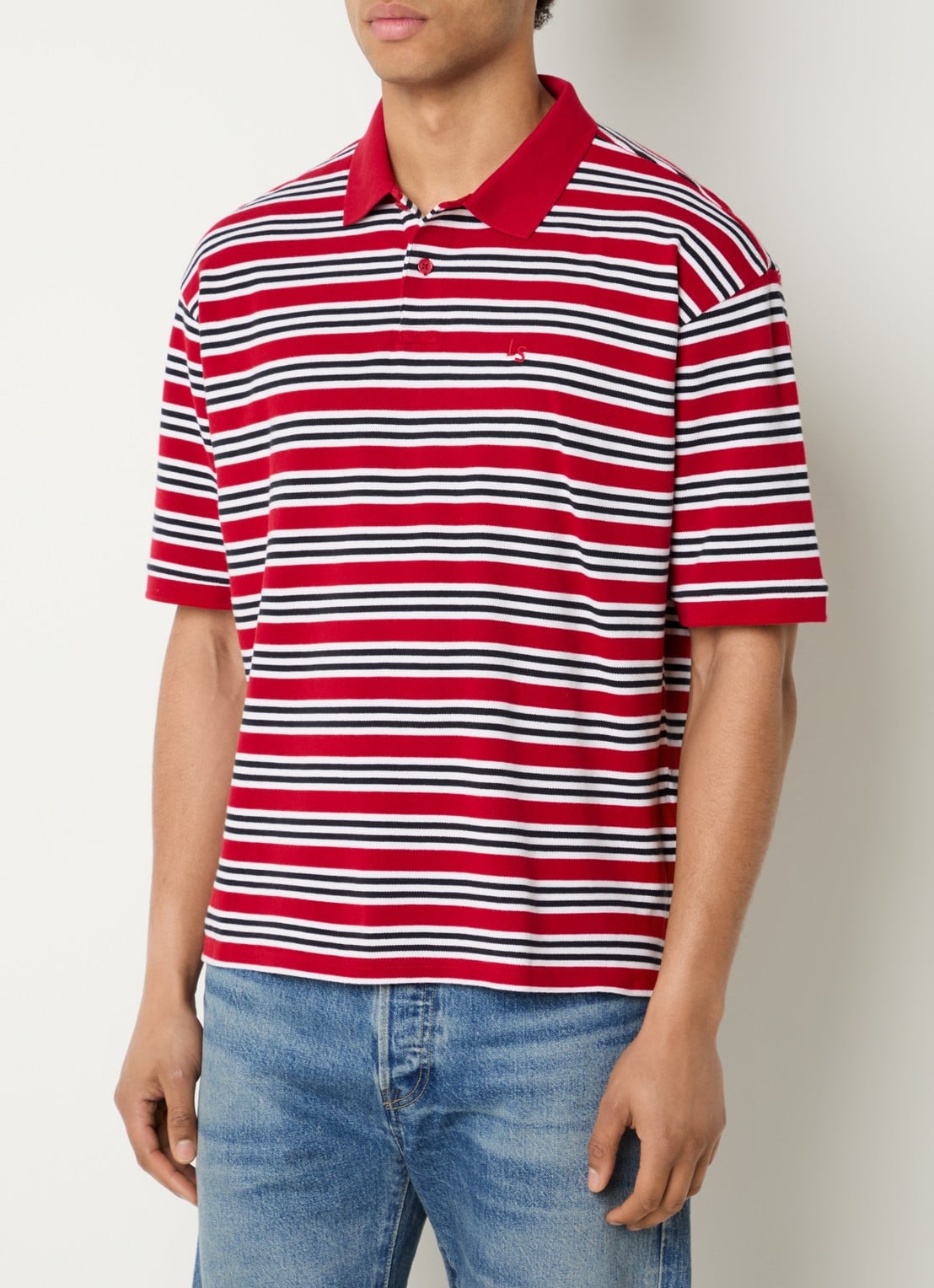 Levi's Finn regular fit polo met streepprint - detail 4 steenrood